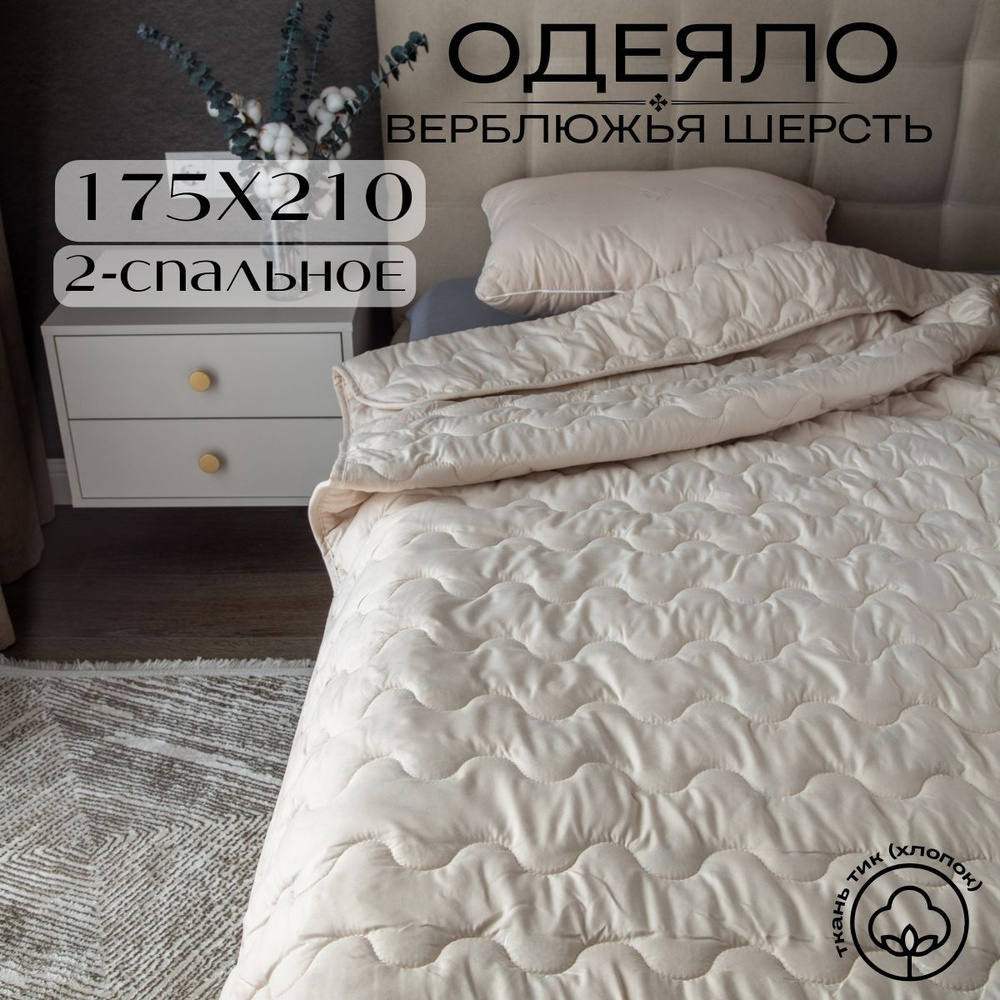 Future House Одеяло 2-x спальный 175x210 см, Всесезонное, с наполнителем Верблюжья шерсть, комплект из #1