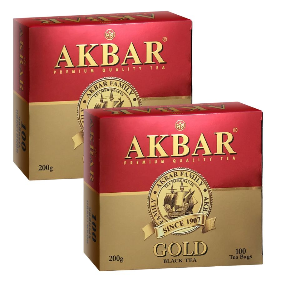 Чай черный Акбар Голд 100 пакетиков 2 штуки #1