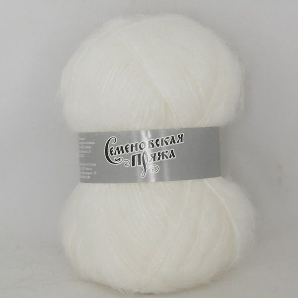 Пряжа в мотках Mohair Goat (Ангорская коза) белый ультра, 20% шерсть имп.меринос, 30% мохер,50% акрил, #1