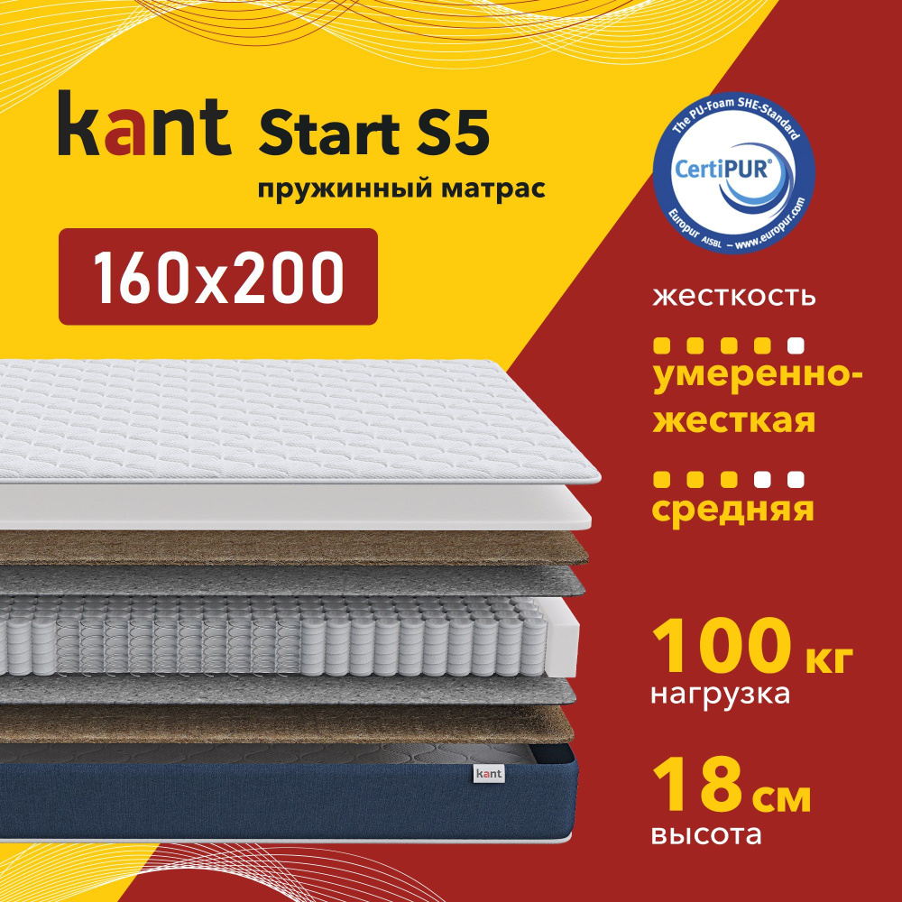 Матрас анатомический на кровать Kant Start S5 160х200х18 Кант #1