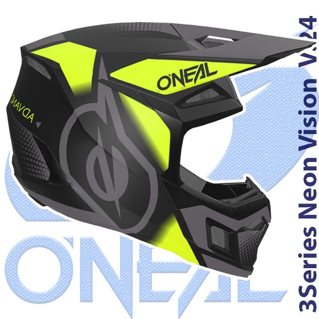 Шлем кроссовый O'NEAL 3Series Neon Vision V.24 L(59-60) матовый серый/желтый  #1