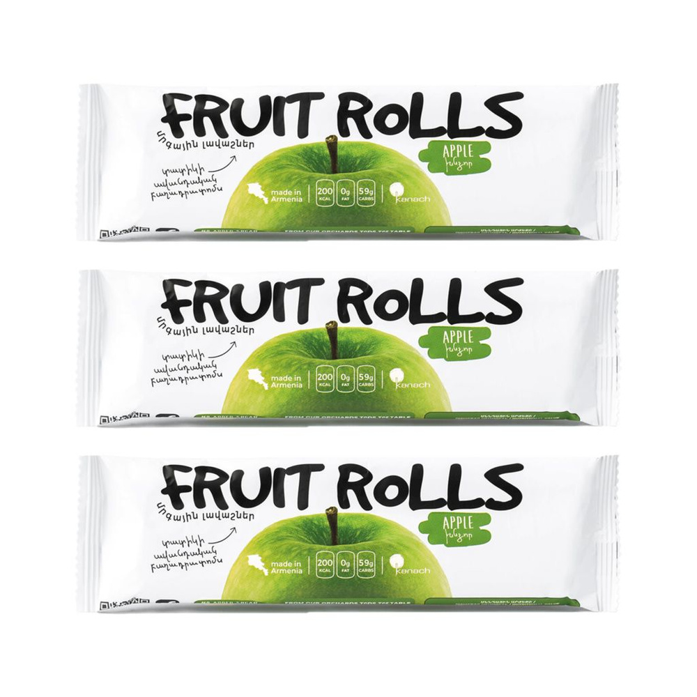 Пастила Fruit Rolls Kanach фруктовые палочки Яблоко, 50г х 3шт #1
