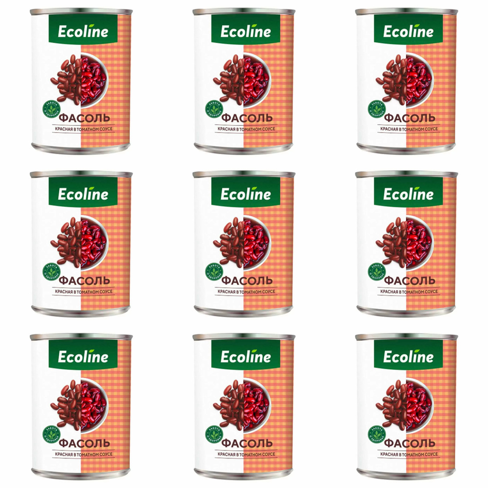 Ecoline Фасоль красная в томатном соусе 425 г, 9 шт #1