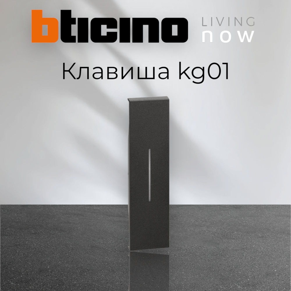 Bticino Living now, цвет черный, Лицевая панель для выключателей и переключателей, клавиша, 1 модуля, #1