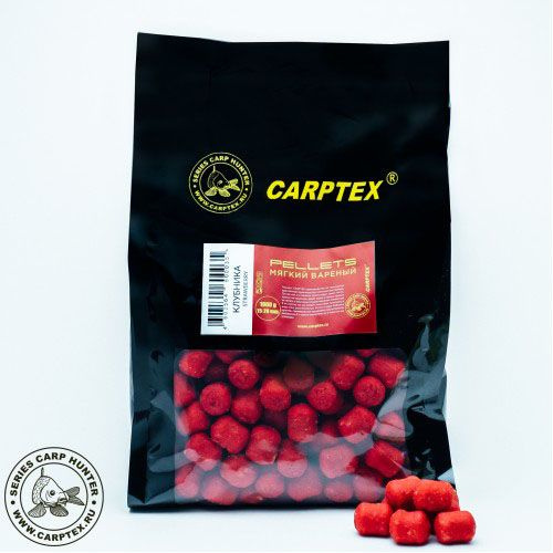 Пеллетс мягкий CARPTEX/Карптэкс, 15х20мм вареный, 1кг. Клубника  #1