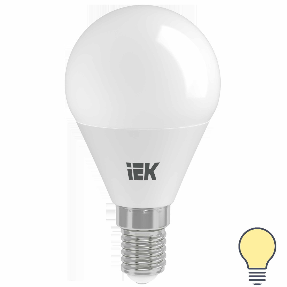 IEK Лампочка Лампа светодиодная G45 Шар E14 7 Вт 3000К свет тёплый белый, E14, 1 шт.  #1