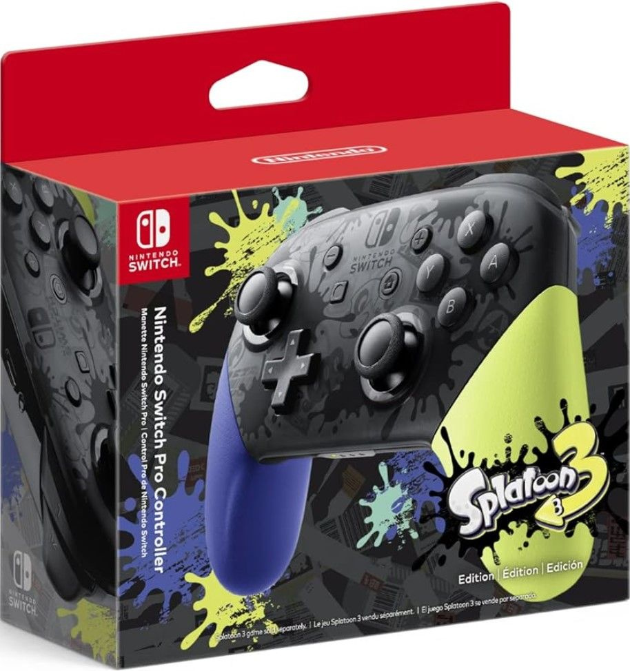 Nintendo Геймпад Nintendo Switch Pro Controller - Splatoon 3 Edition, Проводной, Bluetooth, черный, синий #1