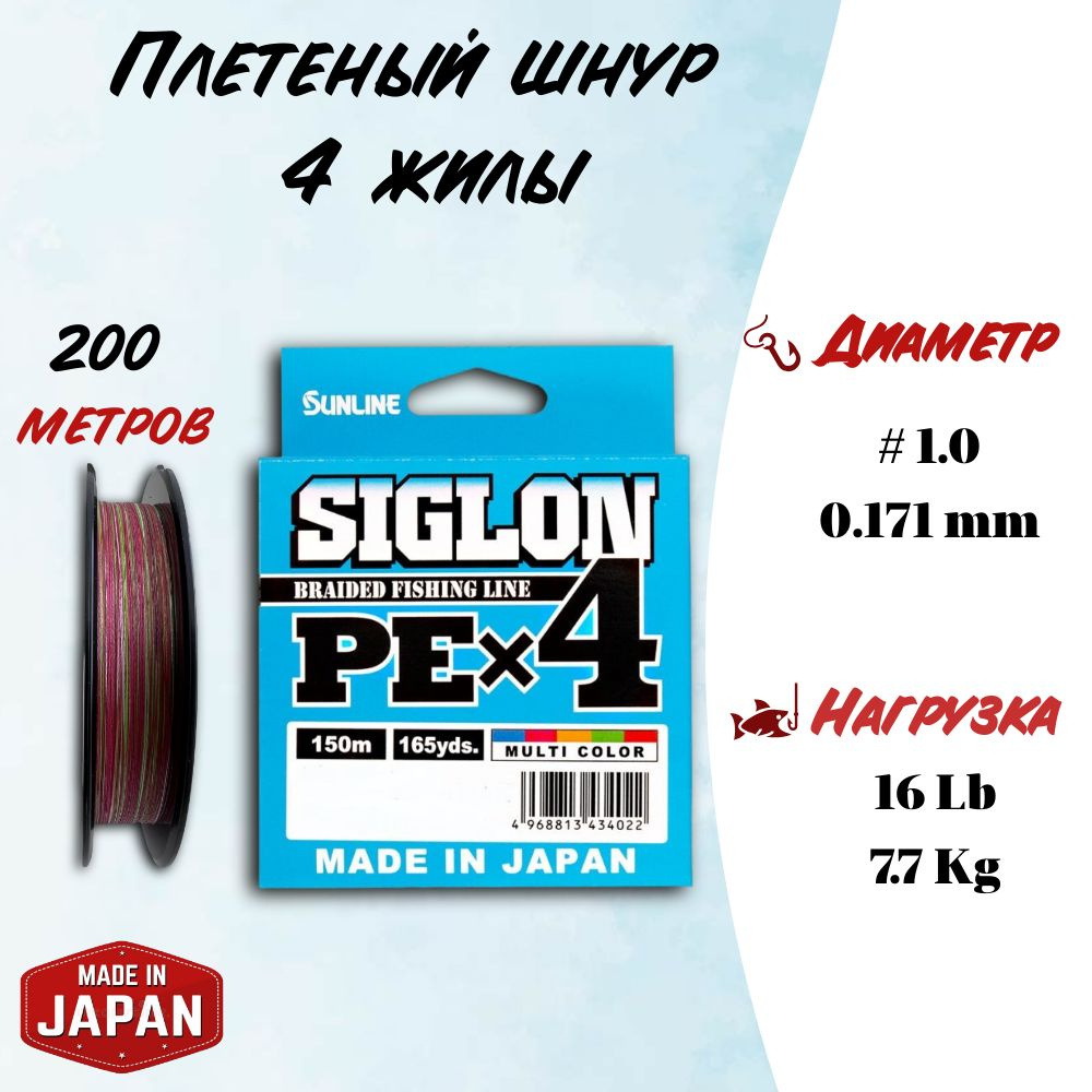 Шнур плетёный Sunline SIGLON PEx4 №1.0 / леска плетенка #1