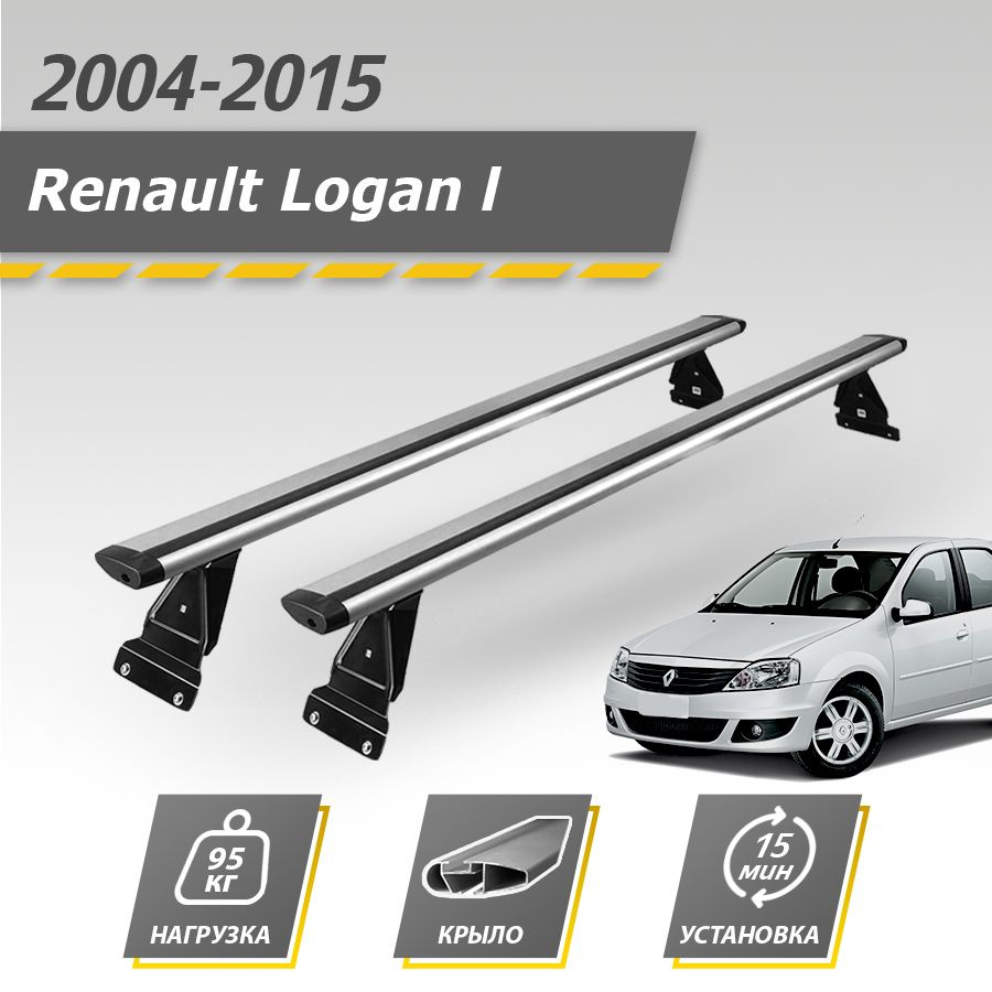 Багажник на крышу автомобиля Рено Логан 1 2004-2015 / Renault Logan I Комплект креплений для штатных #1