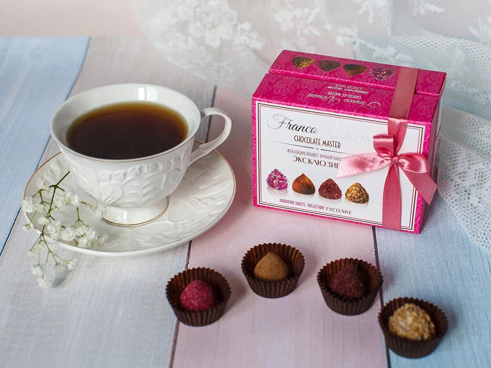 Коллекция шоколадных конфет Франко Верони "Эксклюзив" сундучок розовый 125гр.  #1
