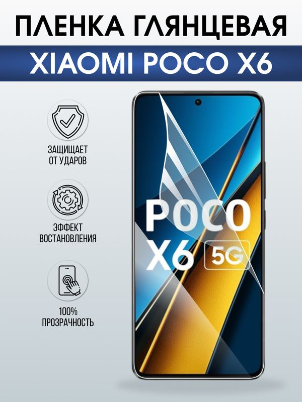 Защитная гидрогелевая пленка для XIAOMI POCO X6, полиуретановая плёнка глянцевая на мобильный телефон #1