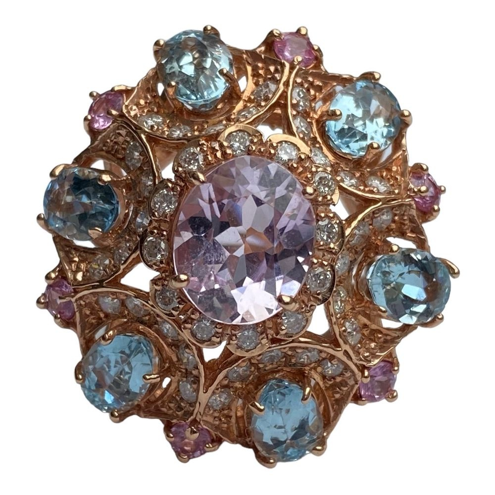 Имиджевый золотой перстень с драгоценными камнями, 2014 г., США  #1
