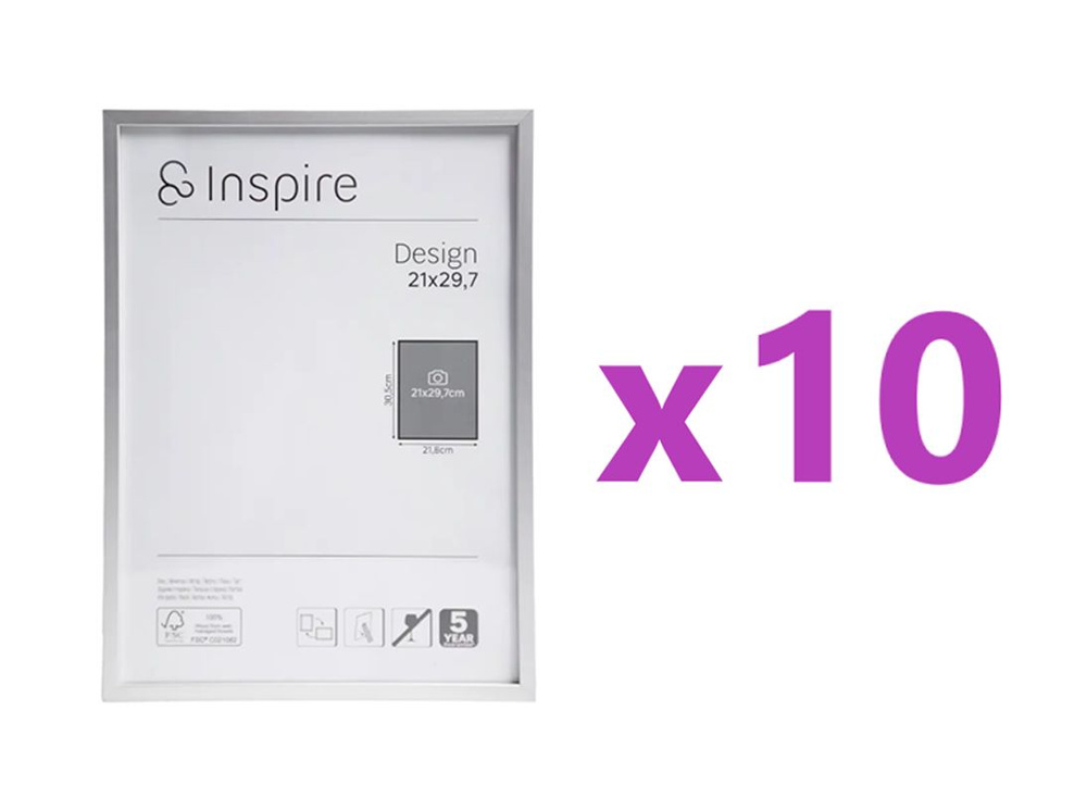 Рамка Inspire Design 21x29.7 см алюминий цвет серебро, 10 шт. #1