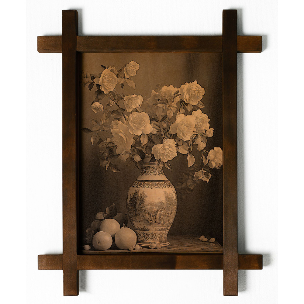 Картина "Цветущие розы", гравировка на натуральной коже, интерьерная для украшения и декора на стену #1