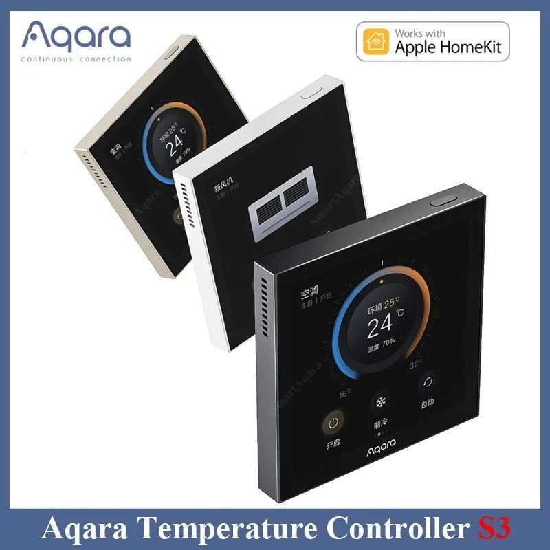 Умный термостат Smart Aqara Thermostat S3 с сенсорным дисплеем (CN) (Черный) (ZNWKQ11LM)  #1