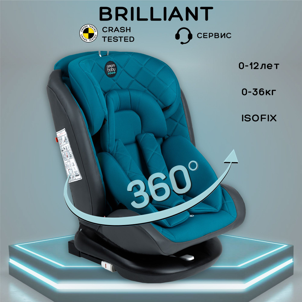 Автокресло детское AMAROBABY Brilliant ISOFIX класс D, группа 0+/1/2/3, (бирюзовый)  #1