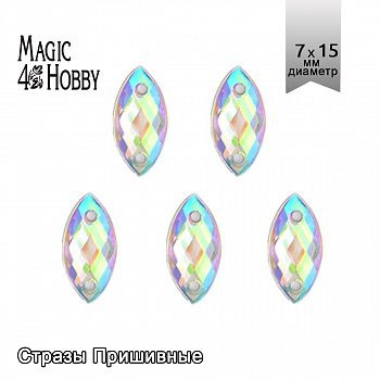 Стразы пришивные акриловые MAGIC 4 HOBBY арт.MG.HF.02 07x15 мм лист цв.23AB уп.250 шт  #1