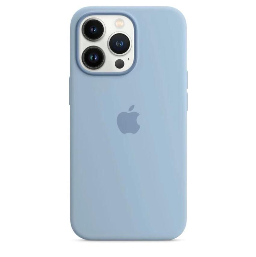 Силиконовый чехол Soft Touch на iPhone (Айфон) 15 Pro Max (с логотипом), голубой  #1