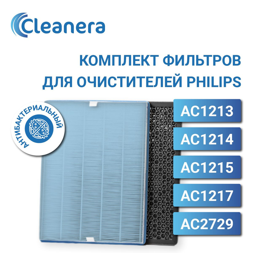 Антибактериальный HEPA фильтр для очистителя воздуха + угольный для Philips AC1213, AC1214, AC1215, AC1217, #1
