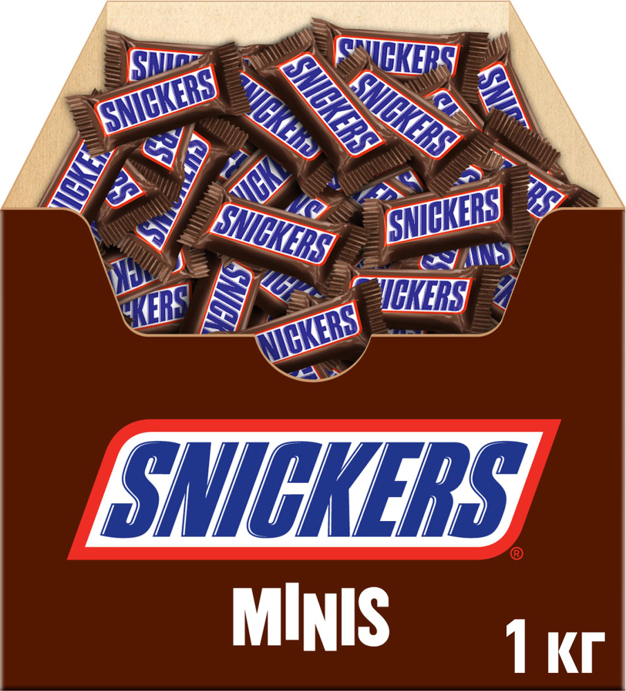 Конфеты шоколадные батончики Snickers Minis, 1 кг / Нуга, карамель, арахис,  шоколад