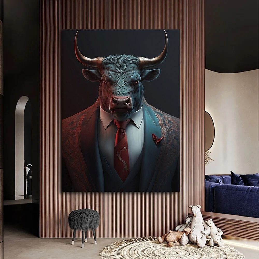 Картина бык в пиджаке, 40х60 см. #1