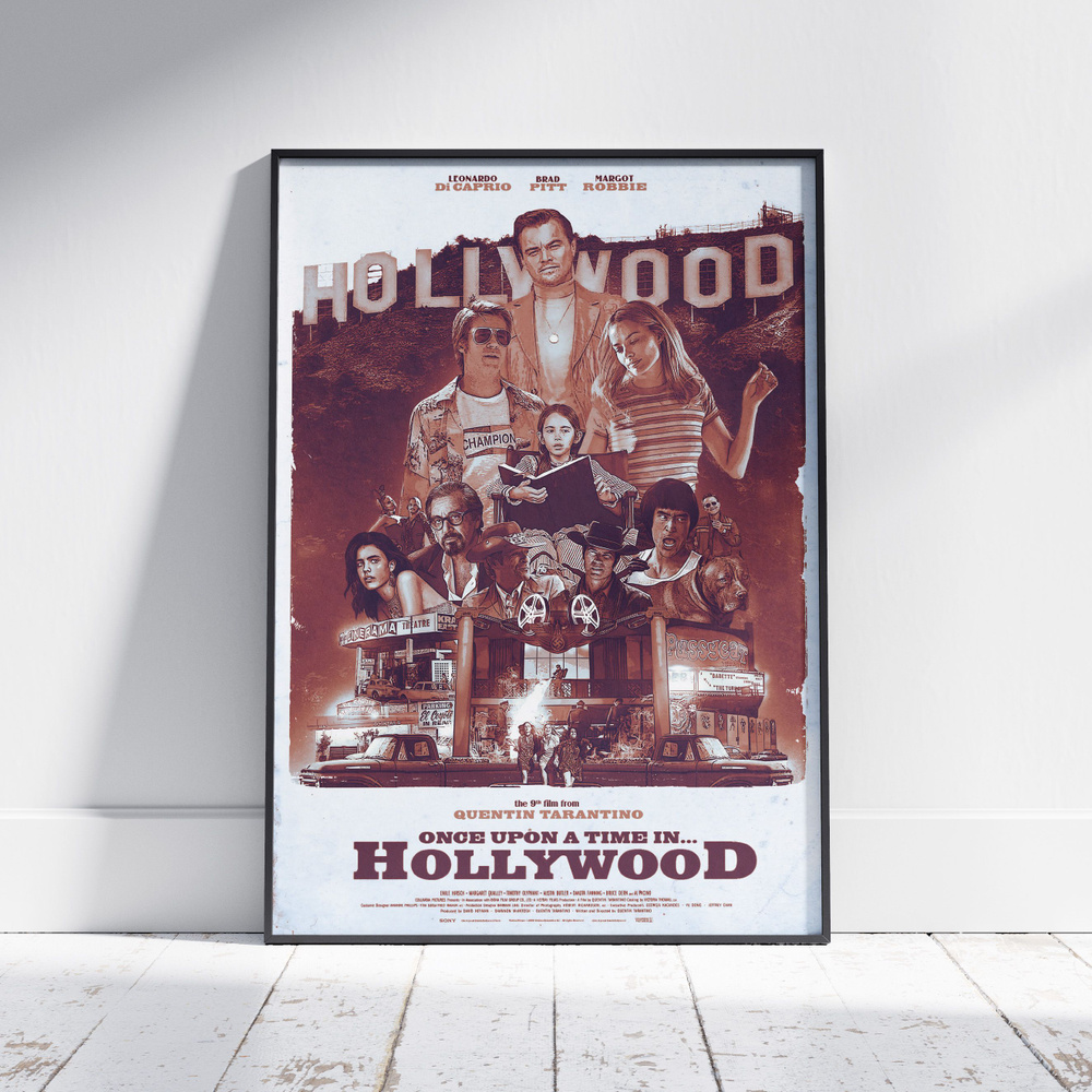 Плакат на стену для интерьера Тарантино (Однажды в Голливуде 3) - Постер по фильму формата А3 (30x42 #1