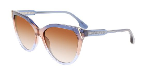Женские солнцезащитные очки Victoria Beckham VB641S 417, цвет: голубой, цвет линзы: коричневый, кошачий #1