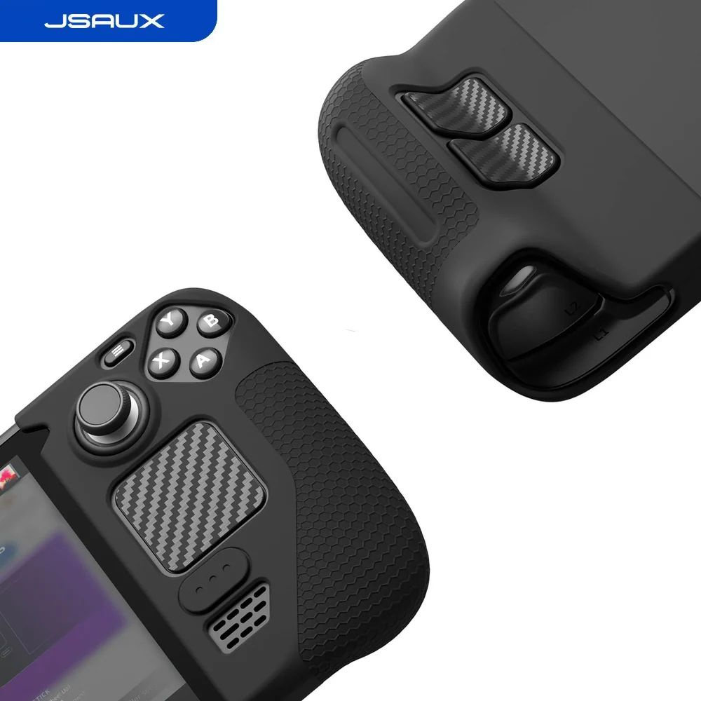 Силиконовый чехол (грипы) JSAUX для рукояток Steam Deck LCD/OLED (чёрный) - GP0016  #1