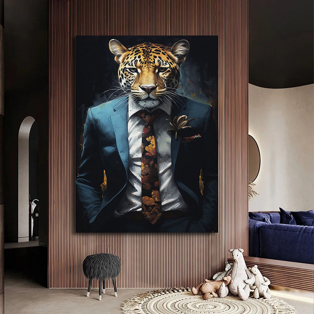Картина леопард в галстуке, 60х80 см. #1