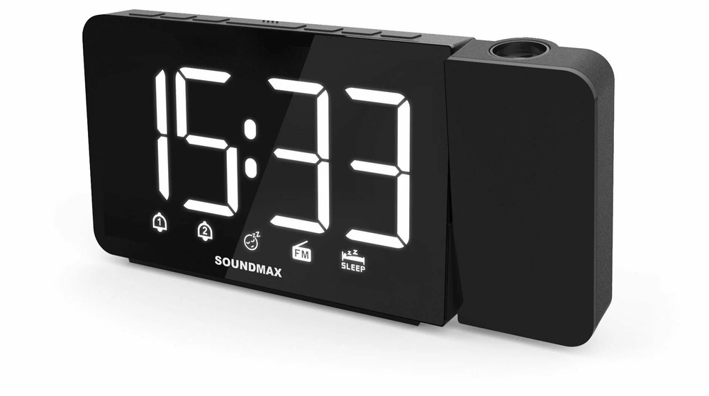 Зеркальные радиочасы с проекцией SOUNDMAX SM-1533, радиоприемник FM с будильником  #1