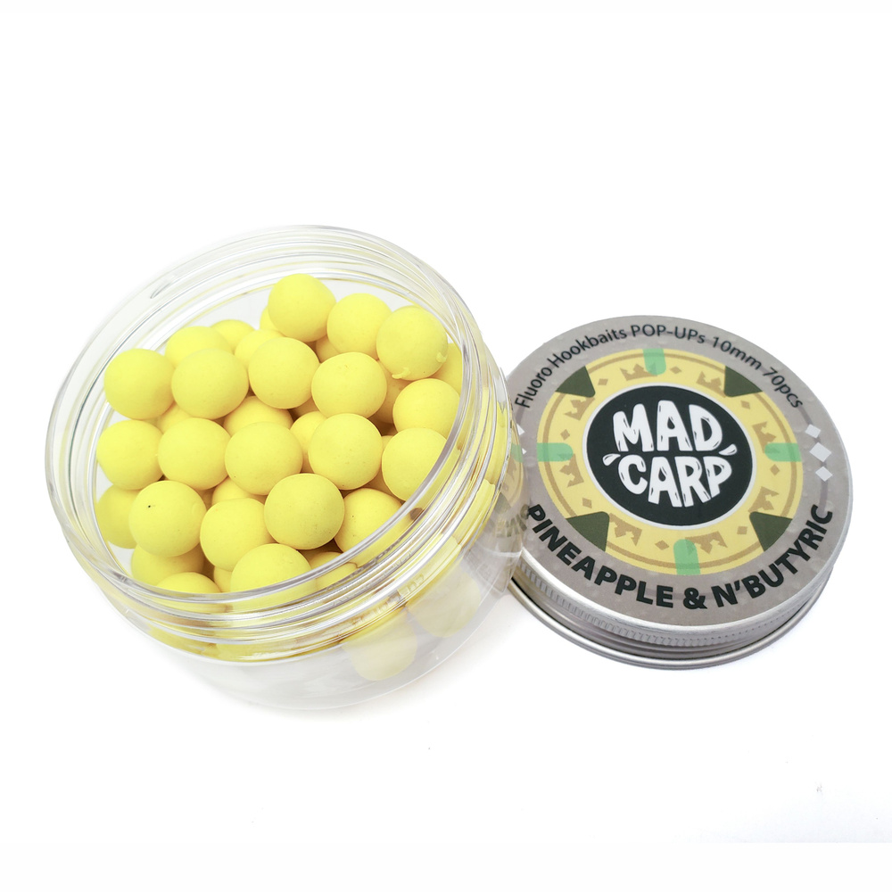 Бойлы плавающие 10 мм Ананас и Масляная кислота Mad Carp (Мэд Карп) - Fluoro Hookbaits Pop-Ups Pineapple #1