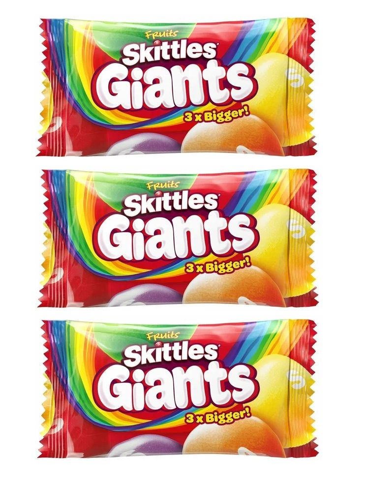 Драже Skittles Giants гигантские конфеты, 3 шт по 45 гр #1