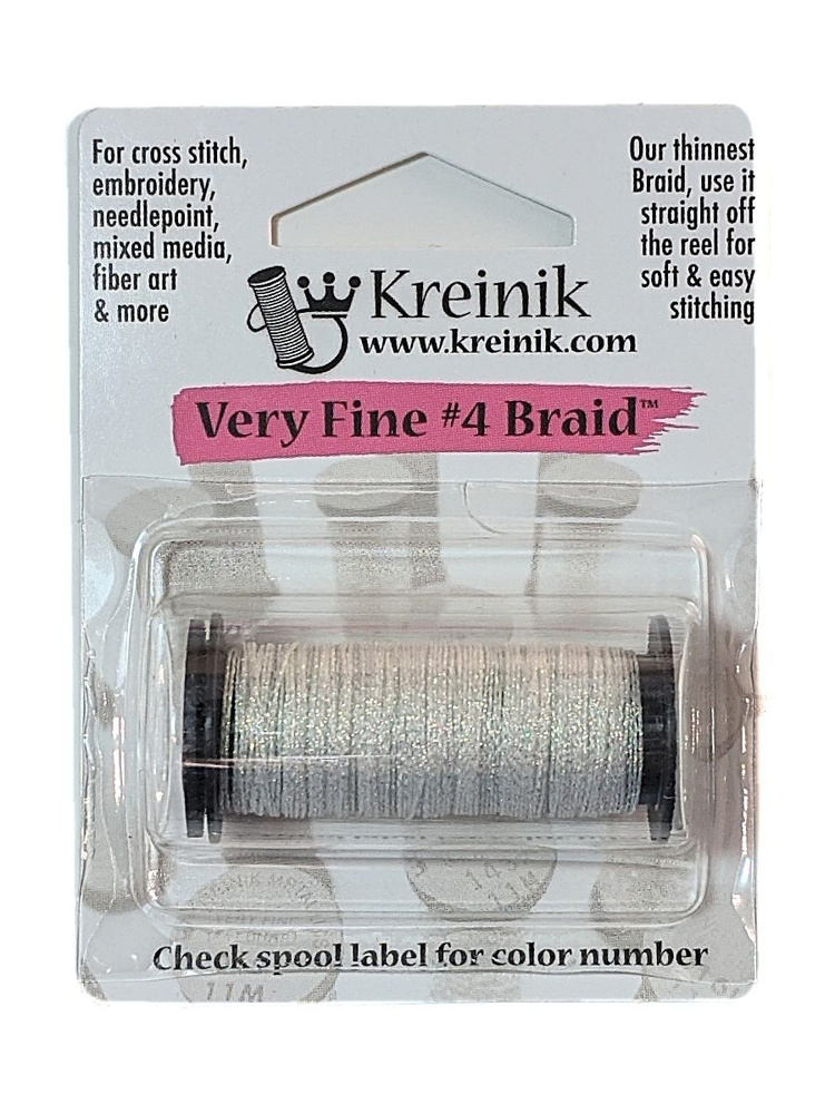 Металлизированные нитки Kreinik Very Fine Metallic Braid #4 цвет 032 - Pearl  #1