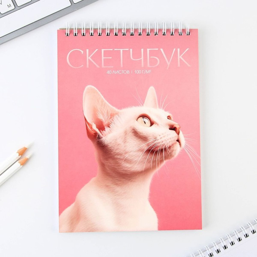 Скетчбук А5, 40 л 100 г/м2 "Кошка", 1 шт. #1