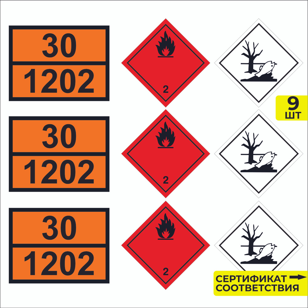 Набор наклеек для перевозки "Дизельное топливо 30 / 1202" #1