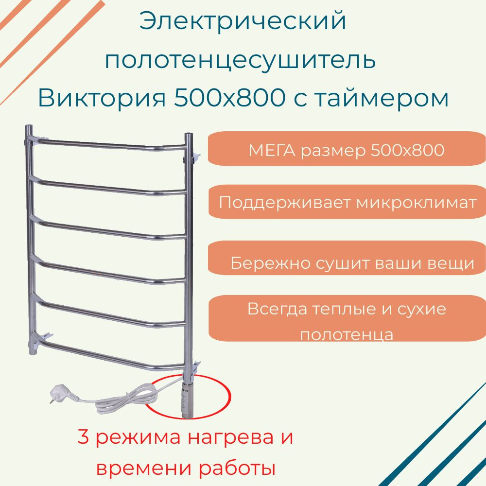 ТЕРА Полотенцесушитель Электрический 500мм 800мм форма Лесенка  #1