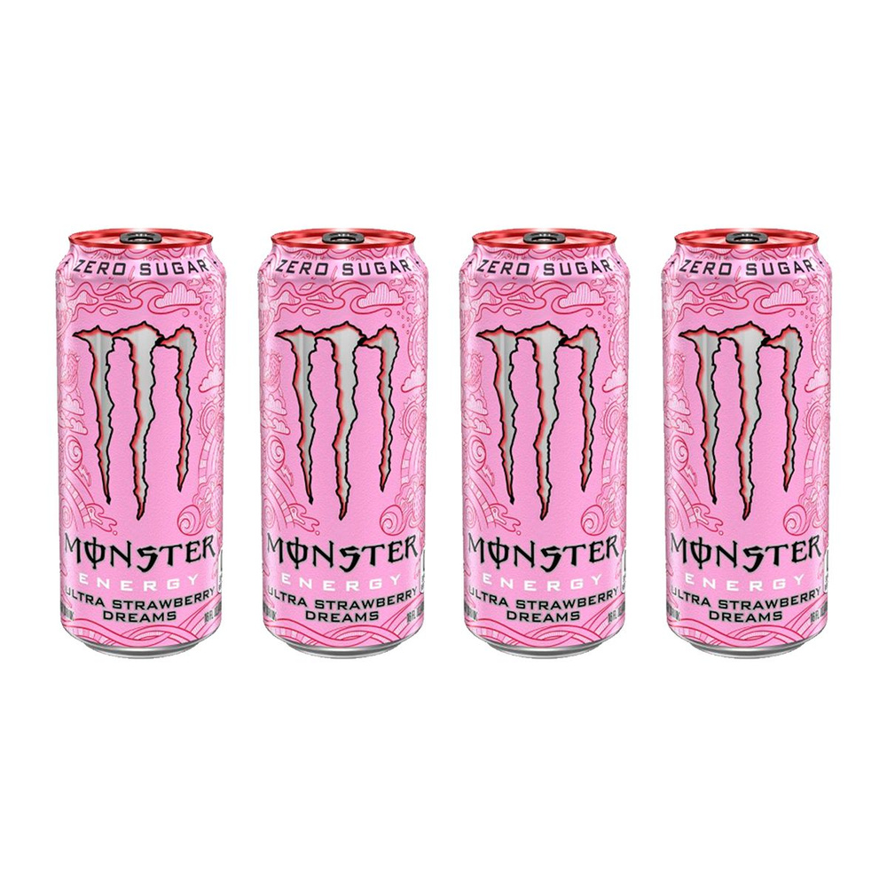 Энергетик Набор Monster Energy Ultra Strawberry 4шт по 500мл Без сахара #1