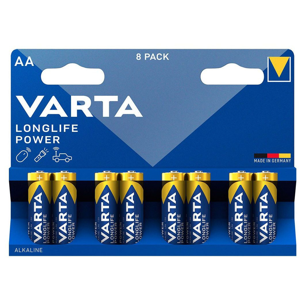 Батарейка (8шт) пальчиковая VARTA LR6 (AA) LONGLIFE Power 1.5В щелочная (алкалиновая)(бл8)  #1