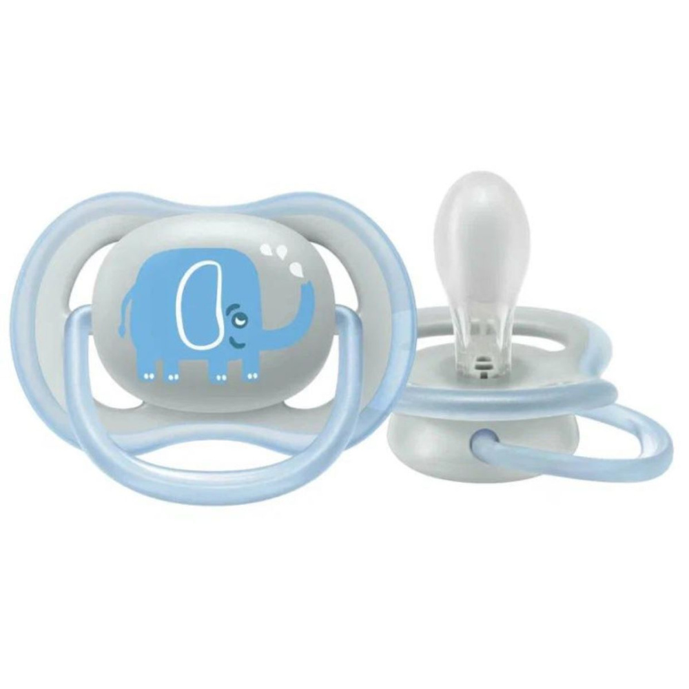 Пустышка Philips Avent Ultra Air 6-18 мес. с футляром для хранения и стерилизации серый/голубой  #1