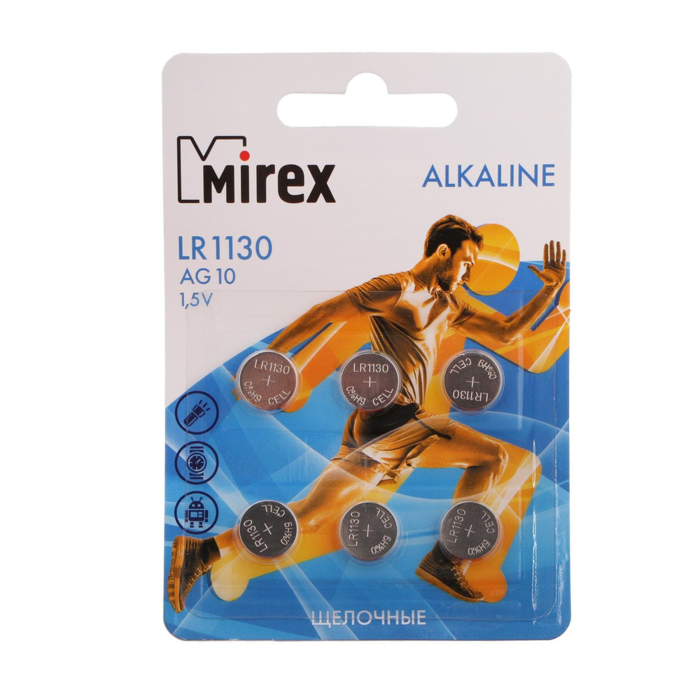 Батарейка алкалиновая Mirex, LR1130, AG10, 1.5В, блистер, 6 шт #1