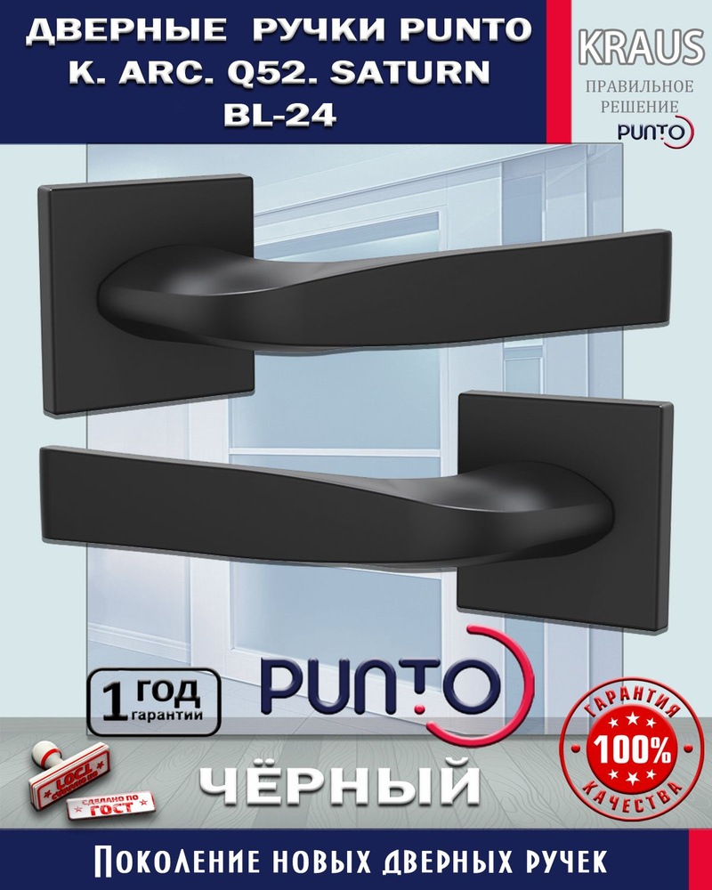 Ручка Punto (Пунто) раздельная K.ARC.Q52.SATURN BL-24 черный на тонком основании для установки в межкомнатные #1