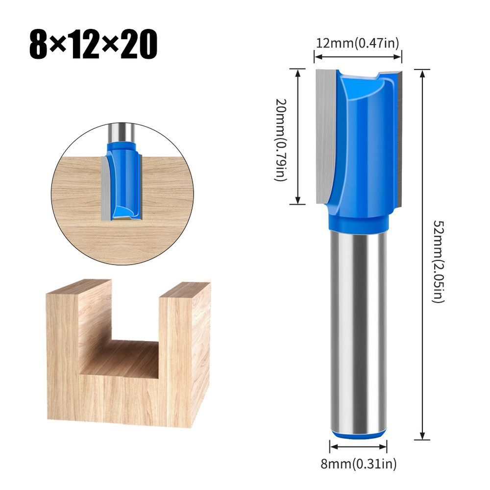 Фреза по дереву пазовая прямая 12 x 20 мм, хвостовик 8 мм #1