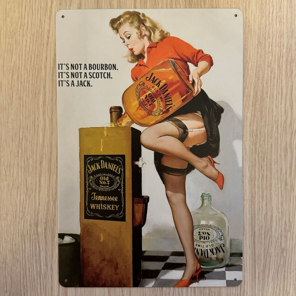 Табличка металлическая интерьерная Pin-Up Девушка Пинап Jack Daniels  #1