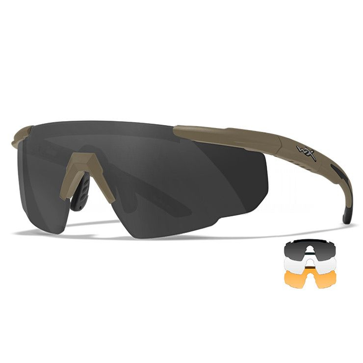 Очки защитные Wiley X Saber Advanced (Frame: Matte Tan, Lens: Clear + Grey + Rust) 308T #1