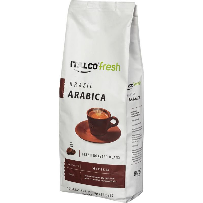 Кофе Italco Brazil Arabica в зернах,жареный, 1кг #1