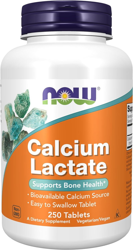 NOW Кальций лактат Calcium Lactate 250 таблеток. Биодоступный источник кальция. Для роста и поддержания #1