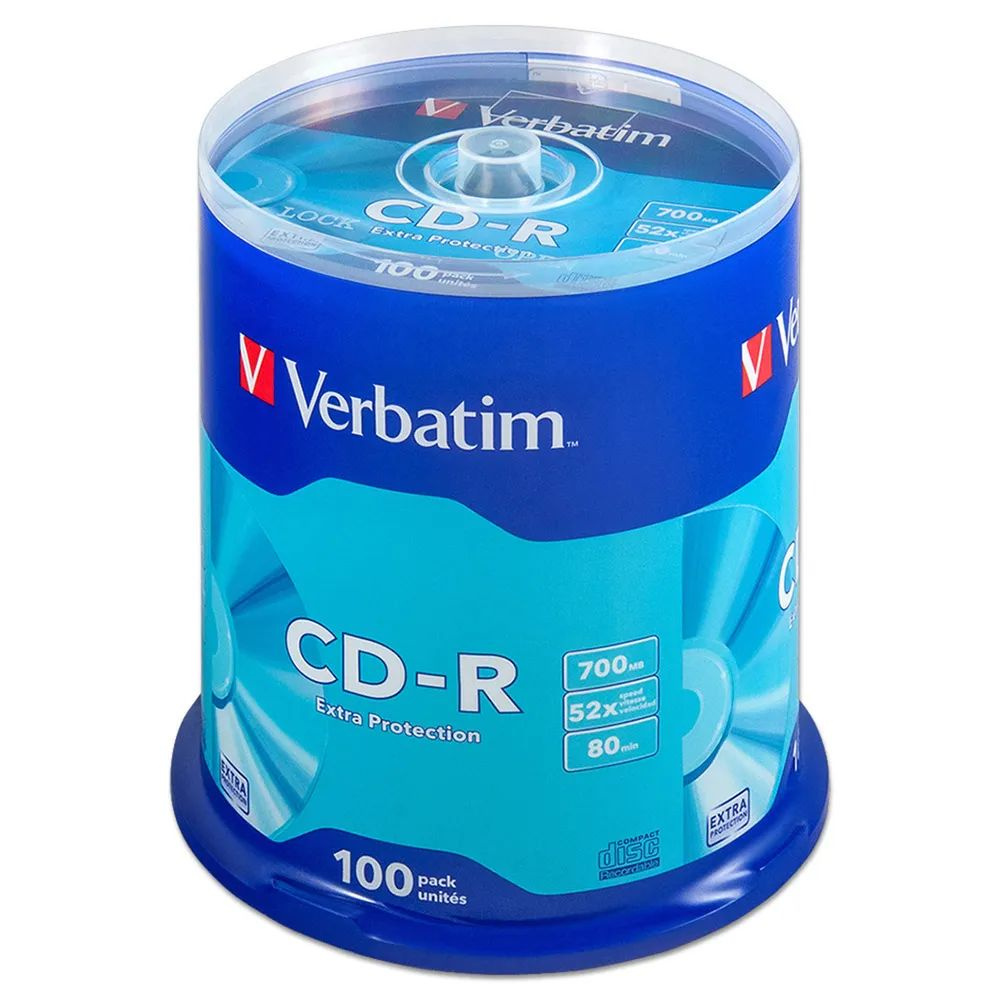 Диск CD-R Verbatim 700Mb 52x Cake Box (100шт) (43411) Extra Protection #1