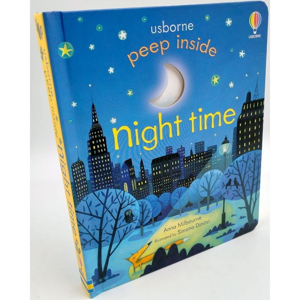 Usborne Peep Inside Night-Time Board Book "загляни в ночь" детская книга с картинками на английском | #1