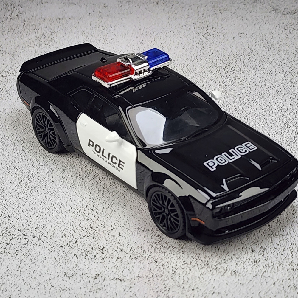 Машинка инерционная Dodge Challenger STR Police металлическая модель Додж Челенжер Полиция 1:32 черная #1