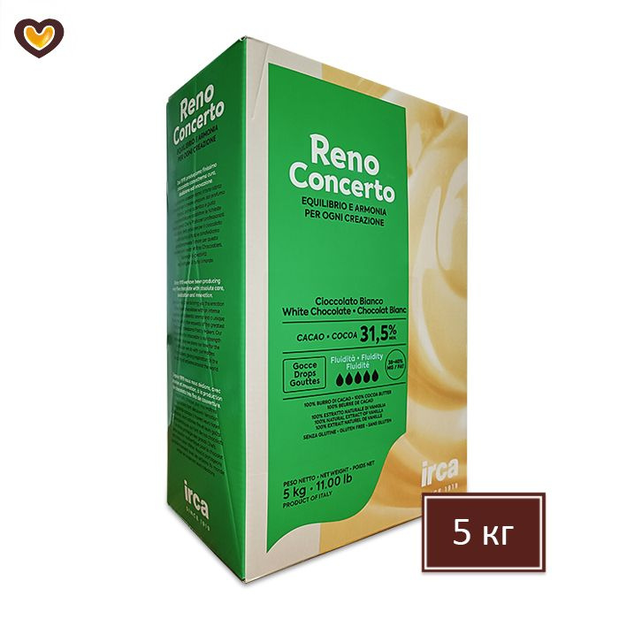 Шоколад белый IRCA RENO CONCERTO 31,5%, кор 5 кг, Италия #1